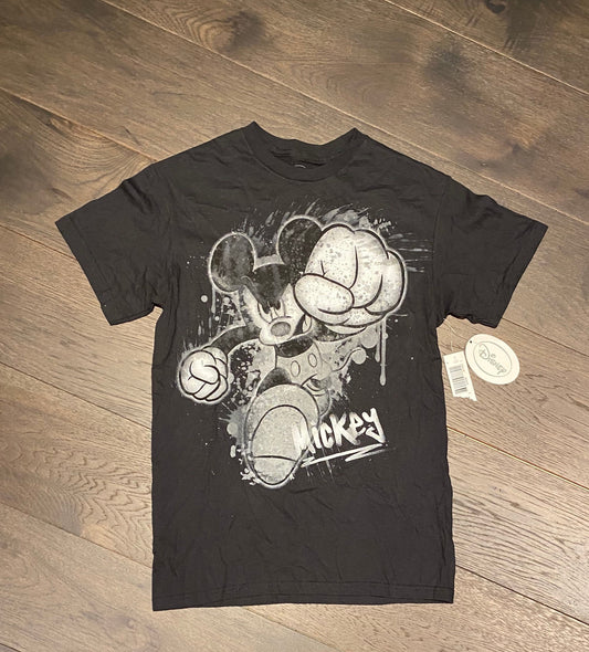 Disney Mickey Mouse Graffiti Graphic Tee | Size Small | Vintage New With Tags Shirt | Black & White Cartoon T-Shirt | Free Shipping to USA |