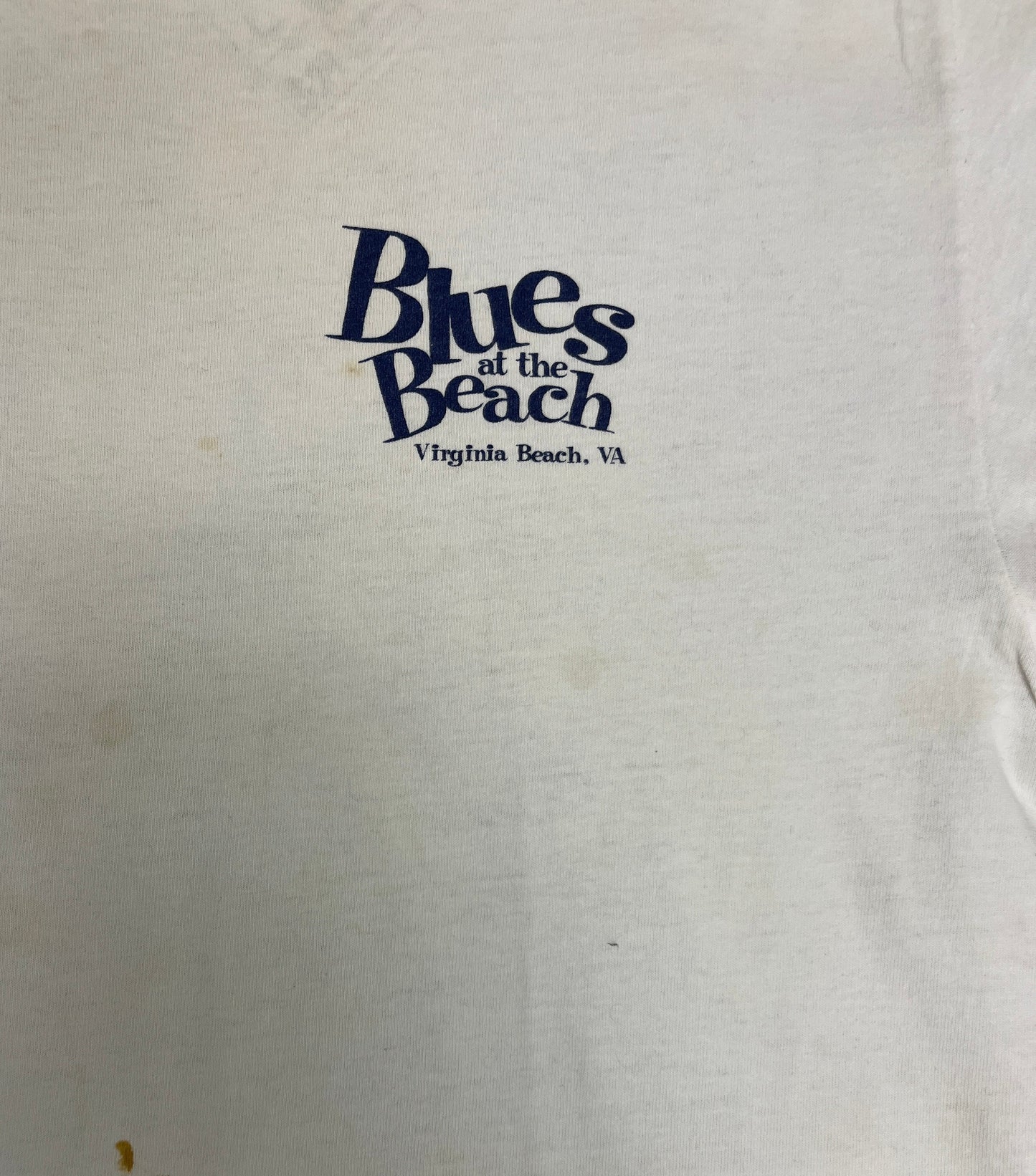 Blues at the Beach Graphic Tee | Size Large | Vintage 2000s Blues Music White T-Shirt | Virginia Beach, Virginia | Free Shipping to USA |