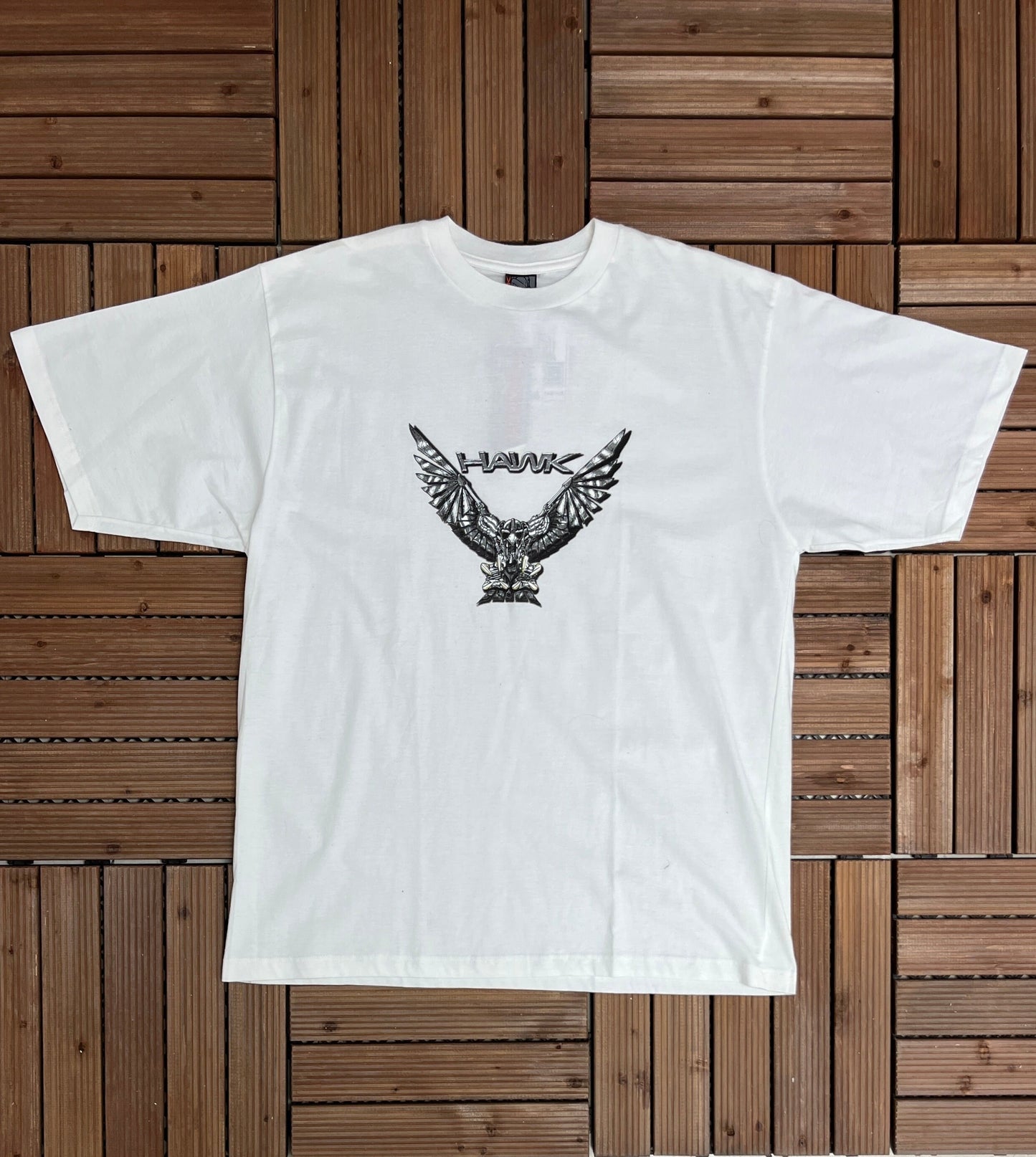 Hawk Skateboarding Graphic Tee | Size Large | Vintage 2000s Skateboarding Promotional White T-Shirt | Free Shipping to USA|