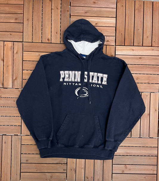 Penn State Nittany Lions Stitched Graphic Hoodie | Size Large | Vintage 2000s College Sports Blue Sweater | Free Shipping to USA |