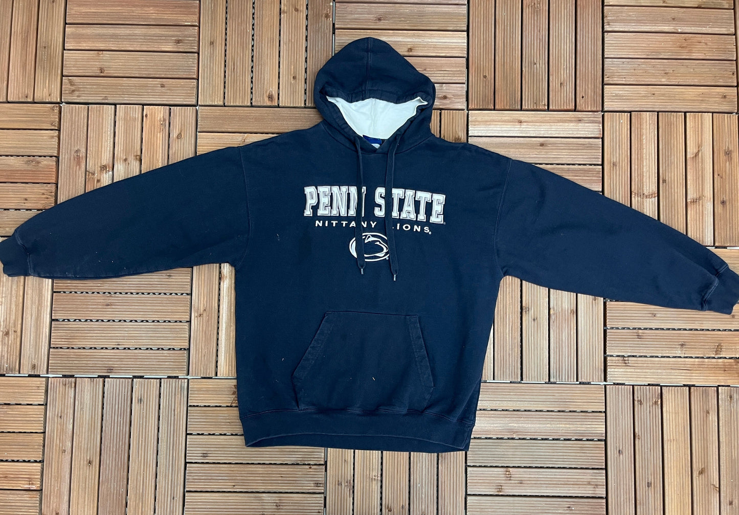 Penn State Nittany Lions Stitched Graphic Hoodie | Size Large | Vintage 2000s College Sports Blue Sweater | Free Shipping to USA |