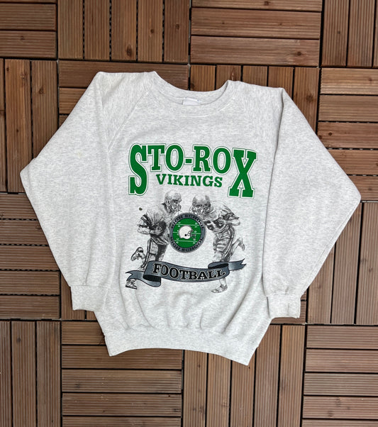 Sto-Rox High School Vikings Graphic Crewneck | Size Large | Vintage 1990s High School Football Grey Sweater | Free Shipping to USA |