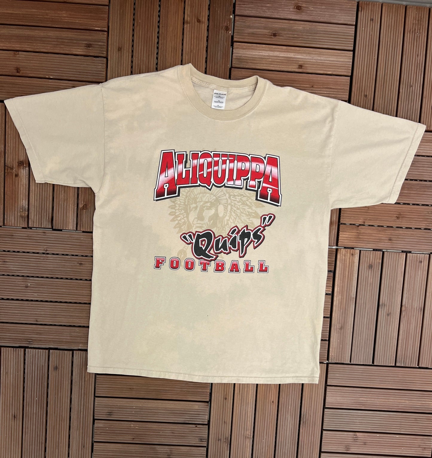 Aliquippa Quips High School Football Graphic Tee | Size X-Large | Vintage 2000s Beige T-Shirt | Aliquippa, PA | Free Shipping to USA |