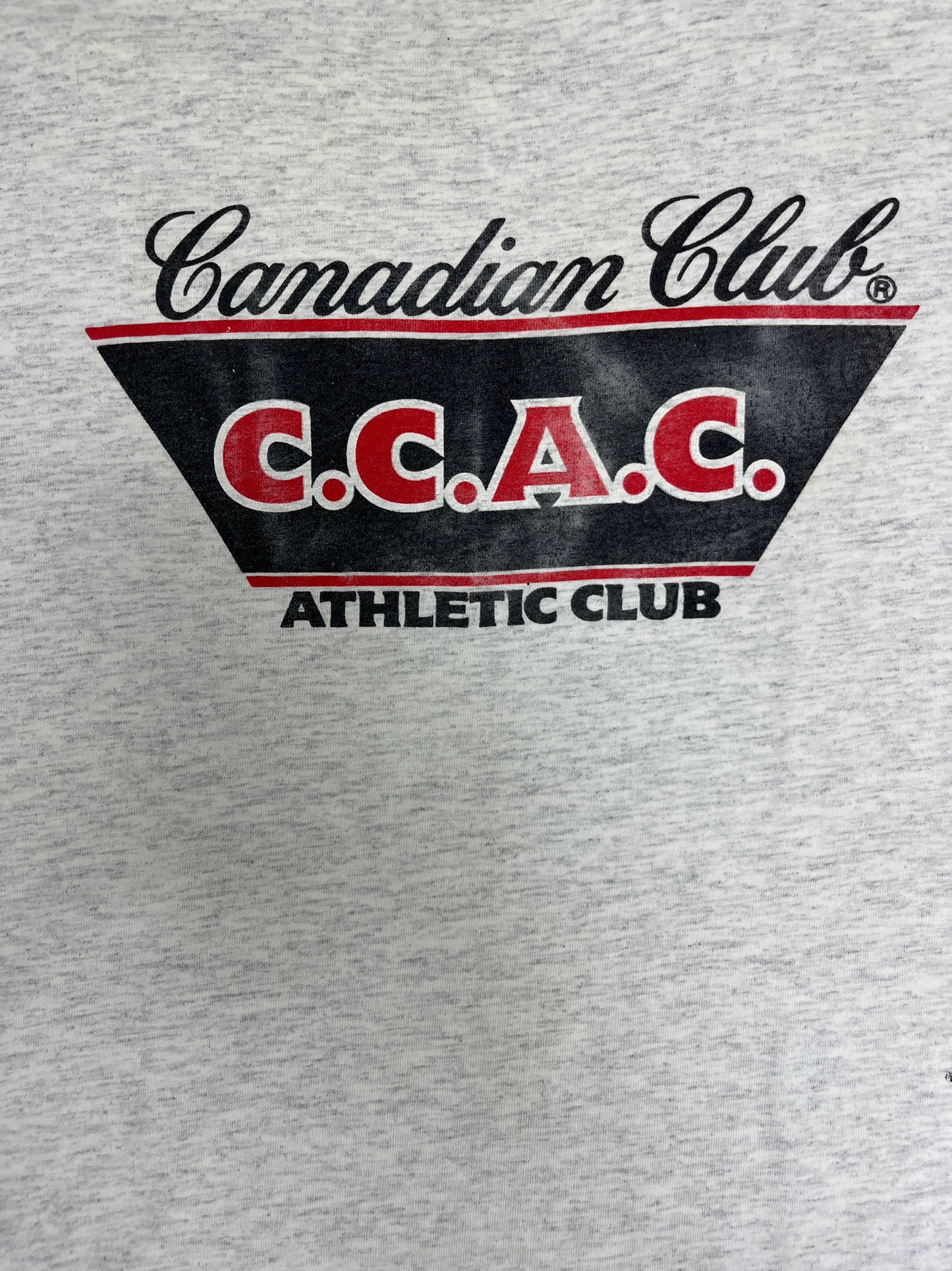 Canadian Club Athletic Club Graphic Tee | Size Large | Vintage 1990s Single Stitch Promotional Grey T-Shirt | Free Shipping to USA |