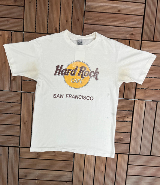 Hard Rock Cafe San Francisco Graphic Tee | Size Medium | Vintage 1990s Single Stitch White Collectors T-Shirt | Free Shipping to USA |