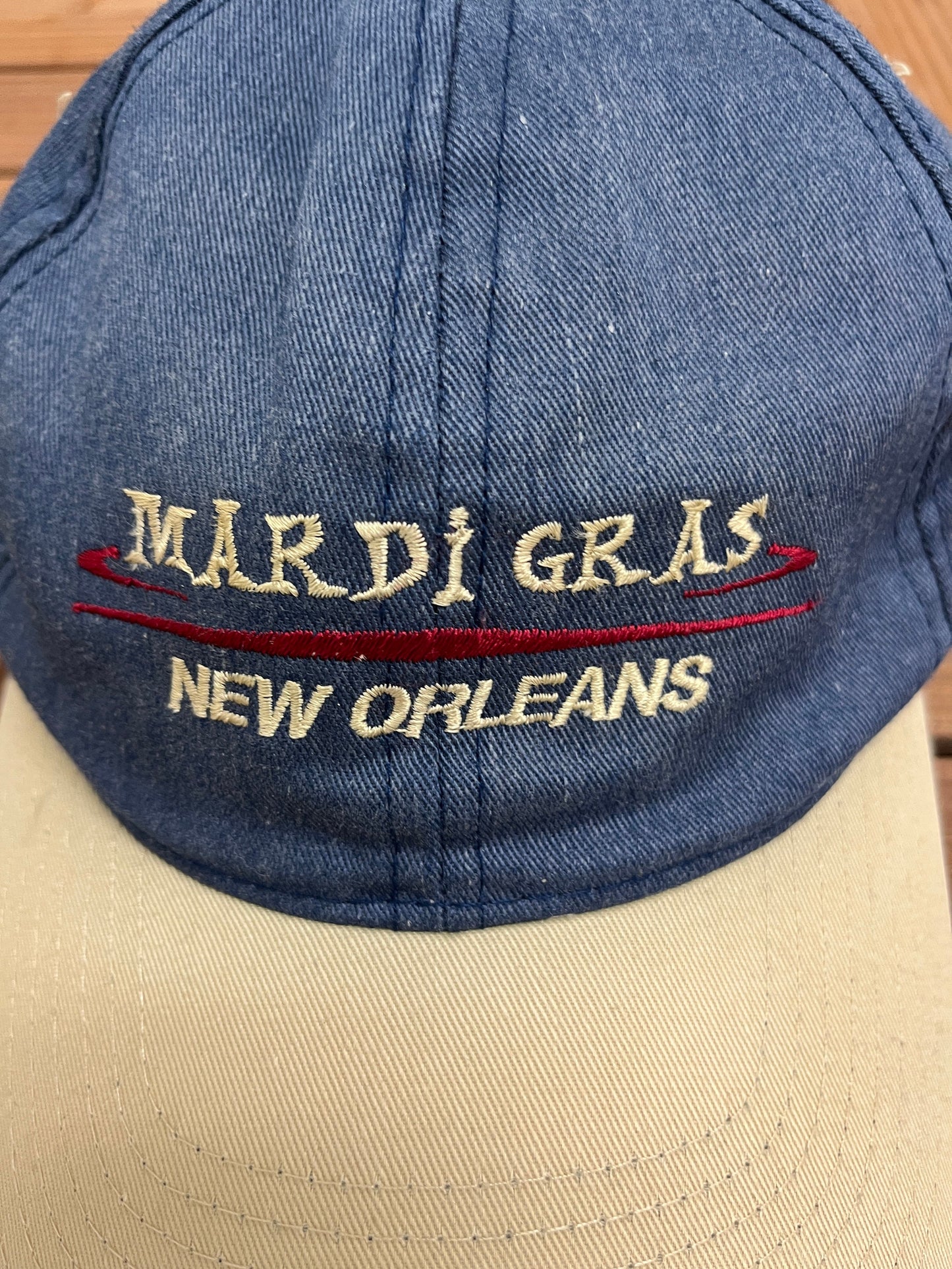 Mardi Gras, New Orleans Embroidered Hat | Adjustable With Strap Back | Vintage 2000s Tourist Blue Cap | Free Shipping to USA |