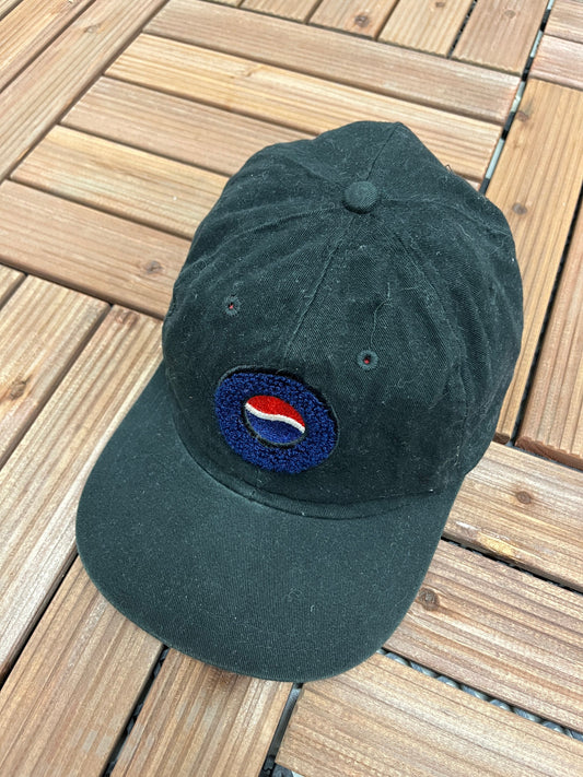 Pepsi Wool Embroidered Logo Graphic Hat | One Size With A Snap Back | Vintage 1990s Promotional Black Cap | Free Shipping to USA |