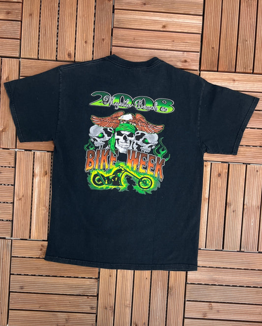 Myrtle Beach Bike Week 2008 Graphic Tee | Size Large | Vintage 2000s Racing Motorcycle Black & Green T-Shirt | Free Shipping to USA |