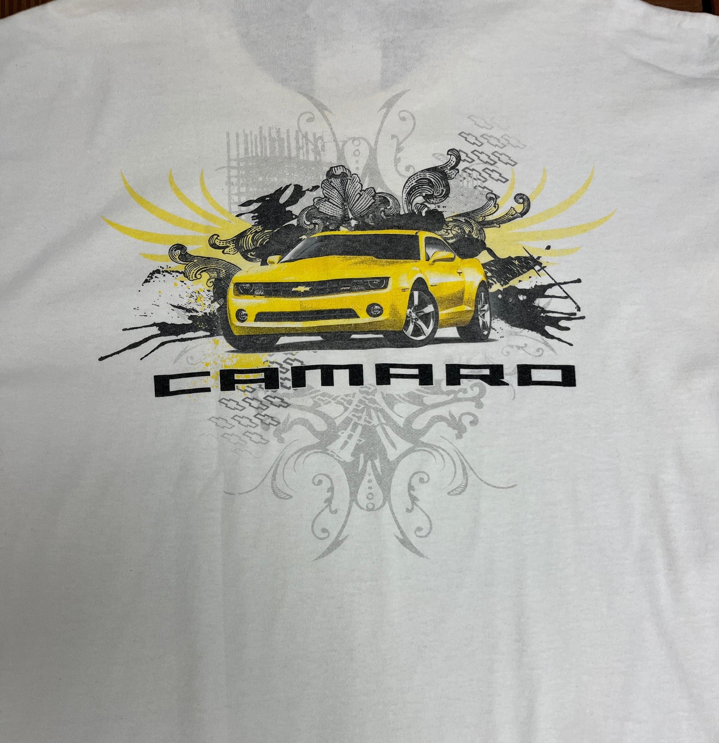 Chevrolet Camaro Graphic Tee | Size XX-Large | Vintage 2000s Luxury Car Promotional Chevy White T-Shirt | Free Shipping to USA |