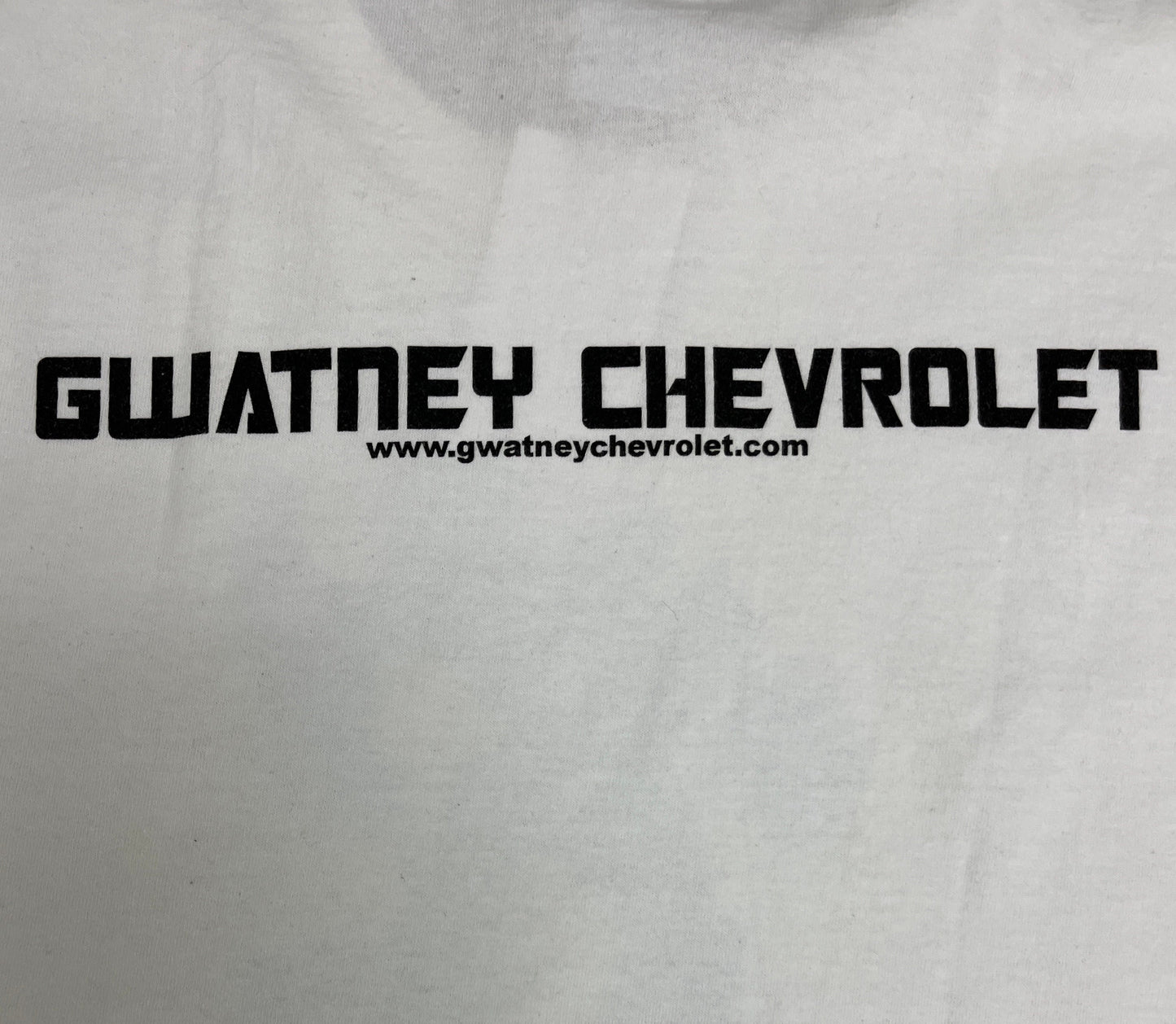 Chevrolet Gwatney Graphic Tee | Size X-Large | Vintage 2000s Promotional Racing White T-Shirt | Jacksonville, Arkansas|Free Shipping to USA|