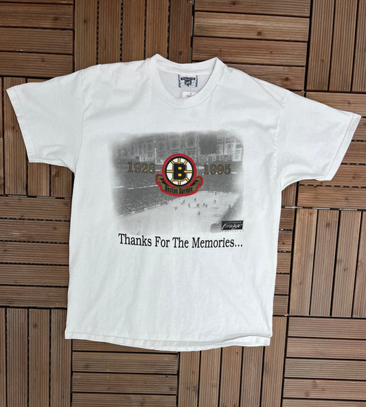 Boston Bruins Boston Garden Thanks For The Memories... Graphic Tee | Size XL | Vintage 1990s NHL Hockey White T-Shirt |Free Shipping to USA|