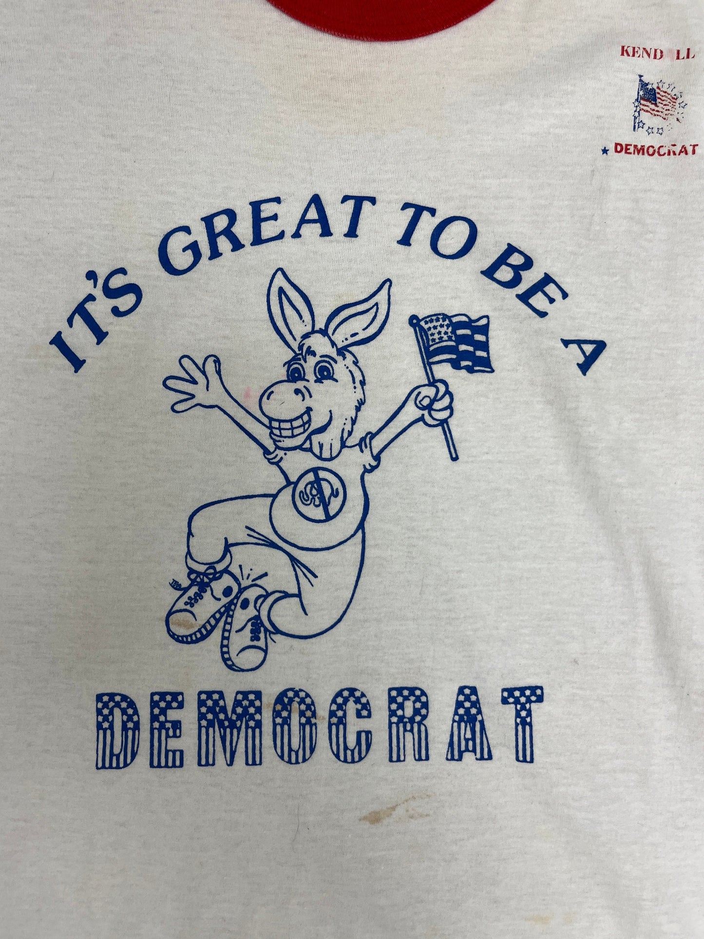 It's Great To Be A Democrat Graphic Tee | Size Large | Vintage 1990s Political Promotional White T-Shirt | Made in USA|Free Shipping to USA|