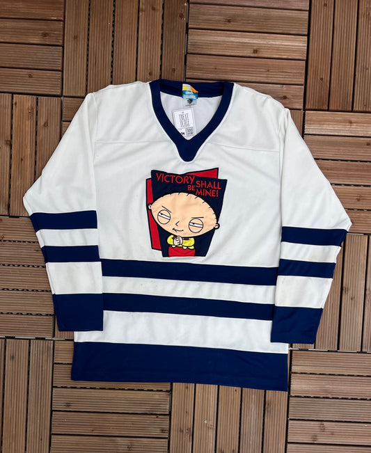 Family Guy Victory Shall Be Mine Graphic Hockey Jersey | Size Small/Medium | Vintage 2000s Animated Television Series |Free Shipping to USA|