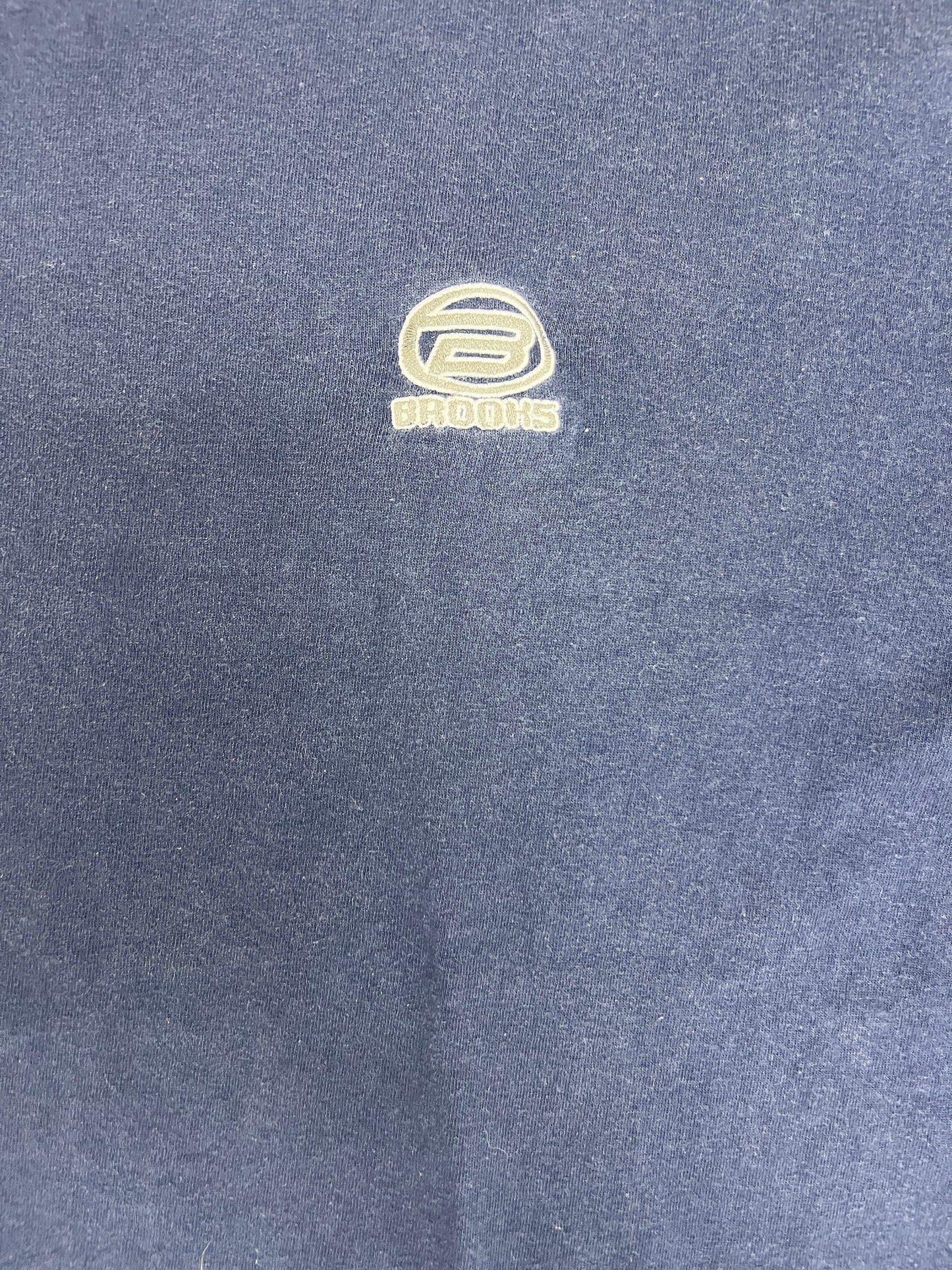 Brooks Small Logo Embroidered Graphic Tee | Size Large | Vintage 1990s Single Stitch Blue T-Shirt | Made in Canada | Free Shipping to USA |