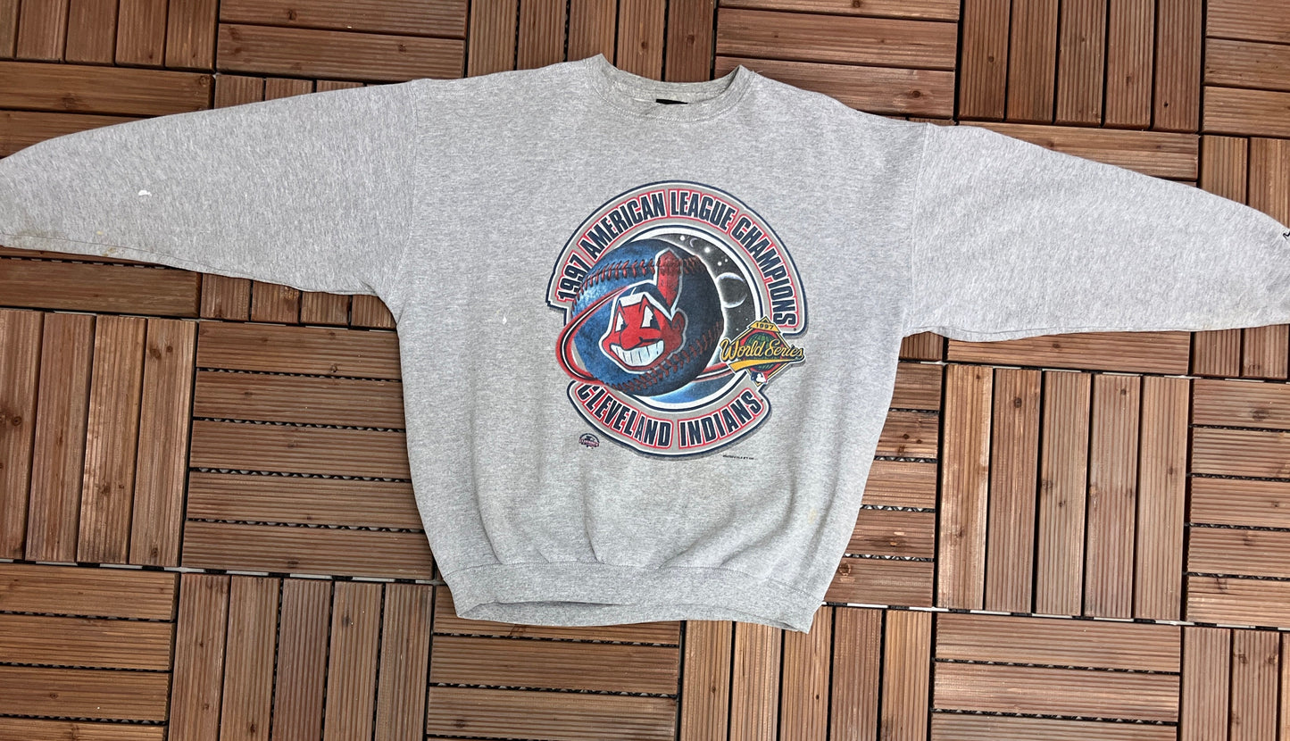 MLB Baseball Team American League Champions Graphic Crewneck | Size X-Large | Vintage 1990s MLB Baseball Grey Sweater |Free Shipping to USA|