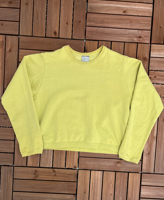 Nike Small Embroidered Swoosh Graphic Crewneck | Size Women's XS | Vintage 2000s Yellow Branded Swoosh Sweater  | Free Shipping to USA |