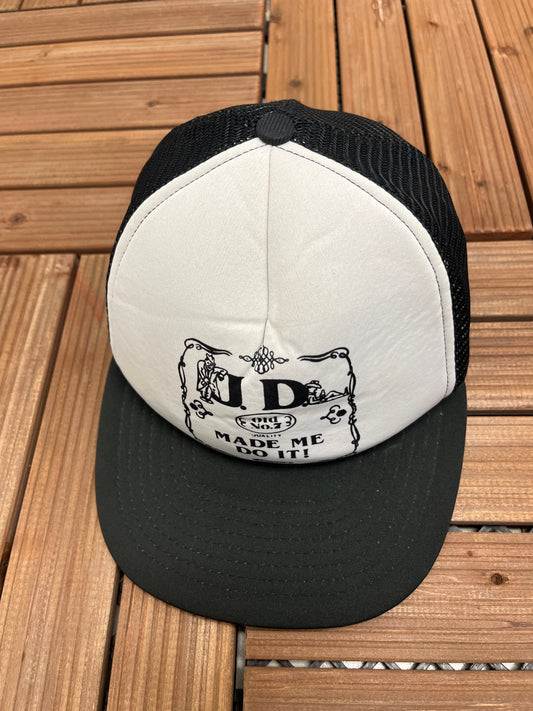 Jack Daniels Made Me Do It! Graphic Trucker Hat | Adjustable With Snap Back | Vintage 1990s Alcohol Promotional Cap | Free Shipping to USA |