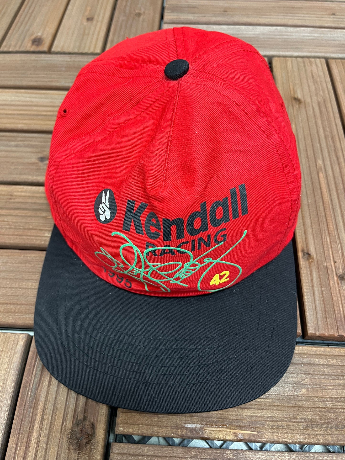 Kyle Petty Kendall Racing #42 Graphic Hat | Adjustable With Snap Back | Vintage 1990s Red Racing Cap | Free Shipping to America |