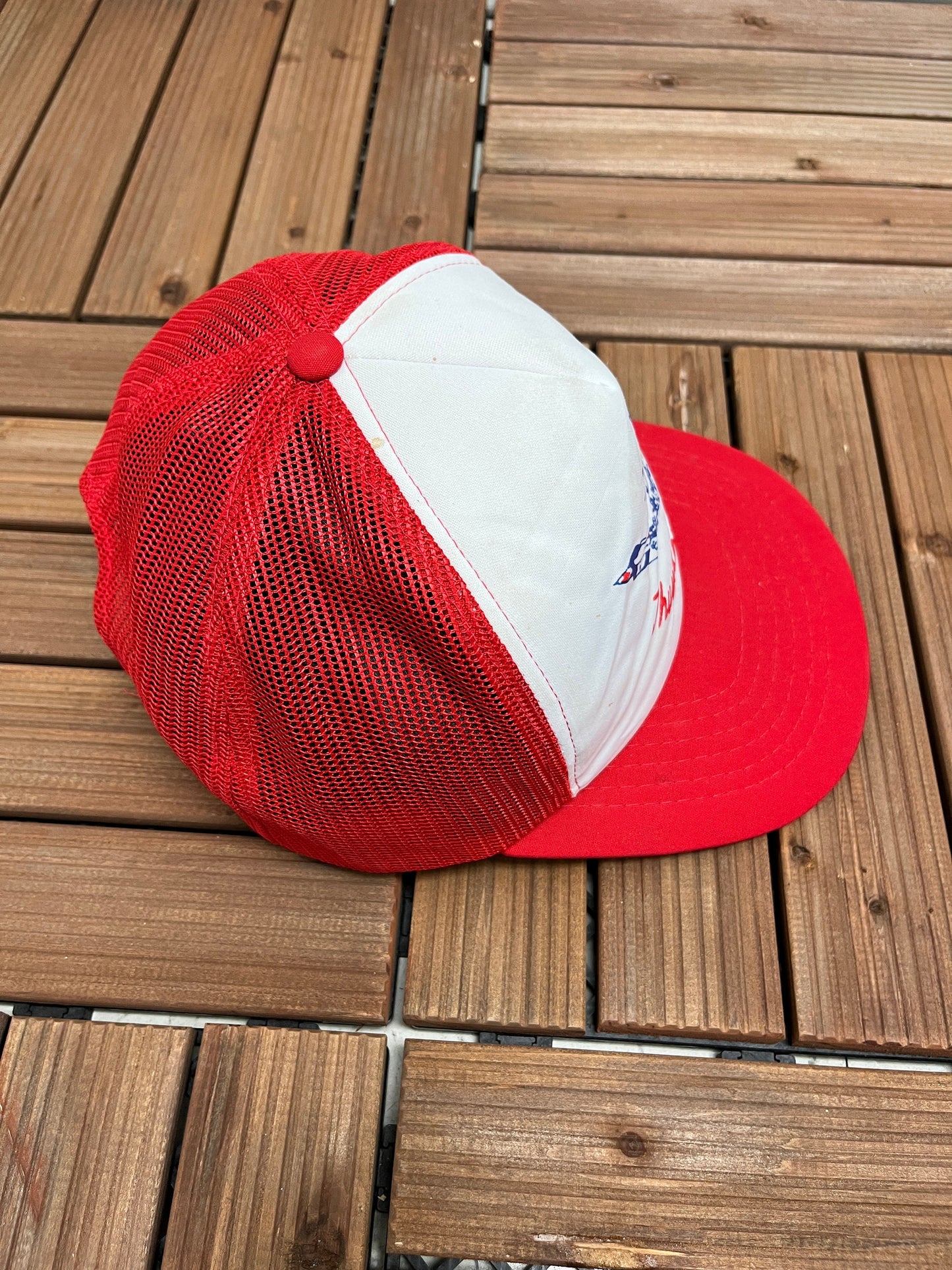 Thunderbirds Graphic Hat | Adjustable With Snap Back | Vintage 1990s Trucker Style Red & White Cap | Free Shipping to USA |