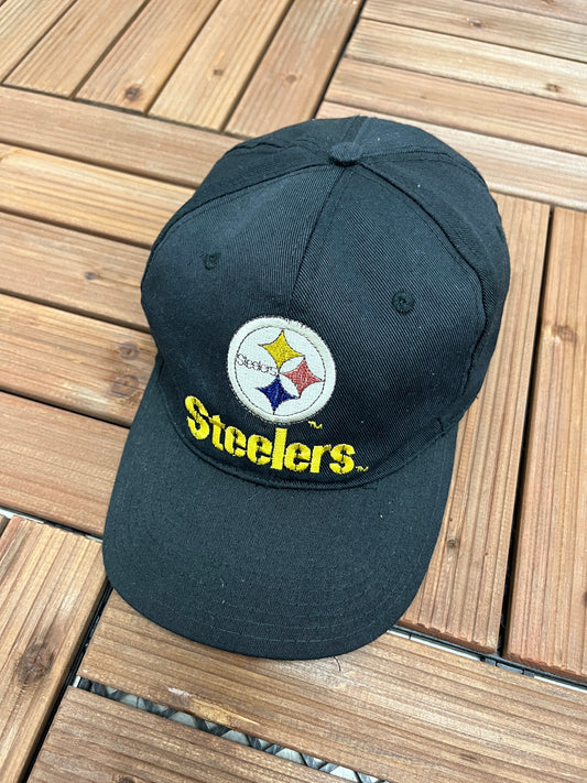 Pittsburgh Steelers Embroidered Graphic Hat | One Size With Snap Back | Vintage 1990s NFL Football Black Cap | Free Shipping to USA |