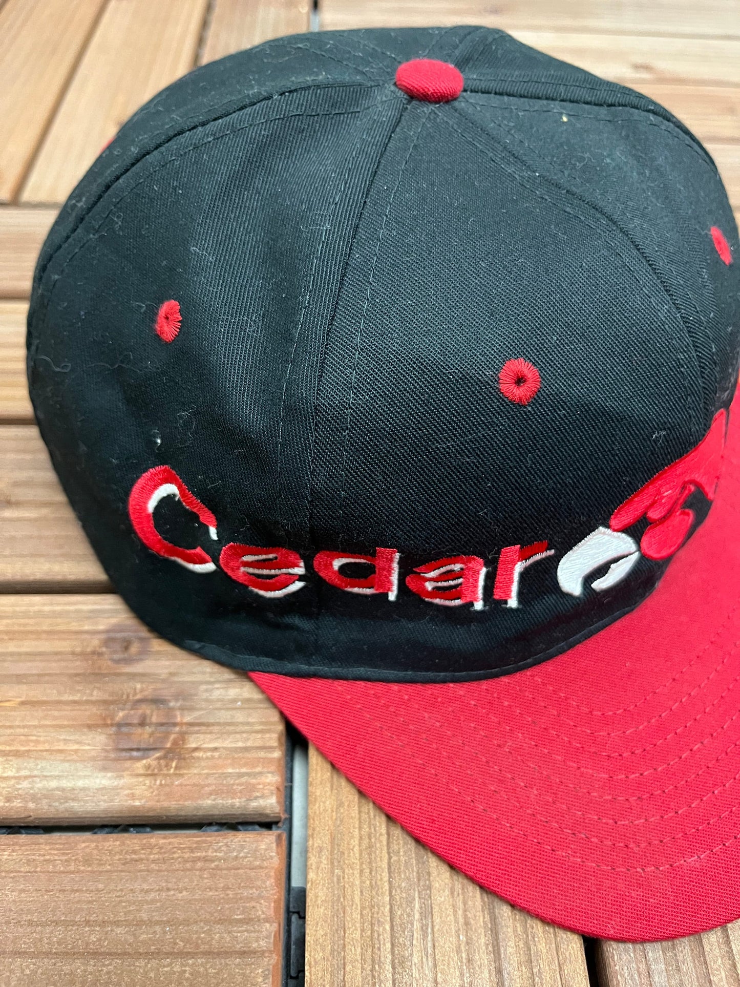 Cedar Springs Embroidered Graphic Hat | Snap Back Adjustable | Vintage 1990s Sports Team Black Cap | Free Shipping to USA |