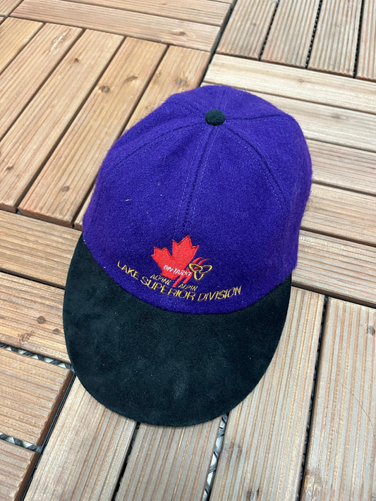 Lake Superior Division Alpine Graphic Hat | One Size With A Strap Back | Vintage 1990s Wool Promotional Purple Cap | Free Shipping to USA |