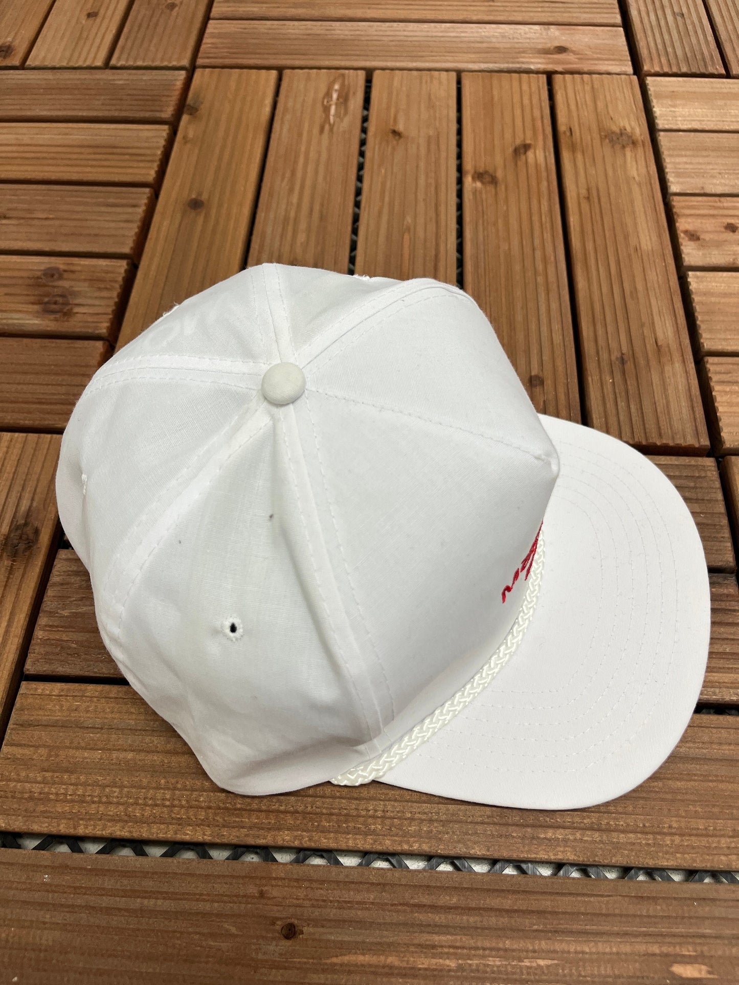 Markham Bowl Embroidered Graphic Hat | Adjustable With Metal Clasp | Vintage 1990s Promotional White Cap | Free Shipping to USA |