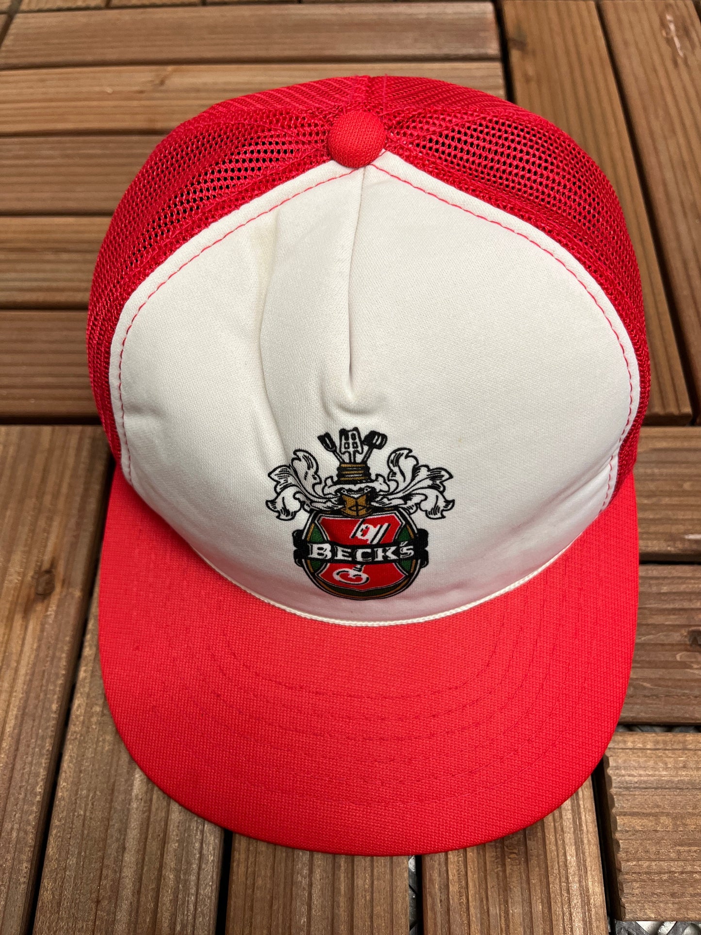 Beck's Brewery Graphic Hat | Adjustable With Snap Back | Vintage 1990s Alcohol Promotional Trucker Cap | Free Shipping to USA |