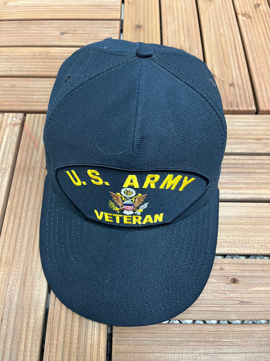 U.S. Army Veteran Patch Graphic Hat | One Size With A Snap Back | Vintage 1990s Promotional Black Cap | Made in USA | Free Shipping to USA |