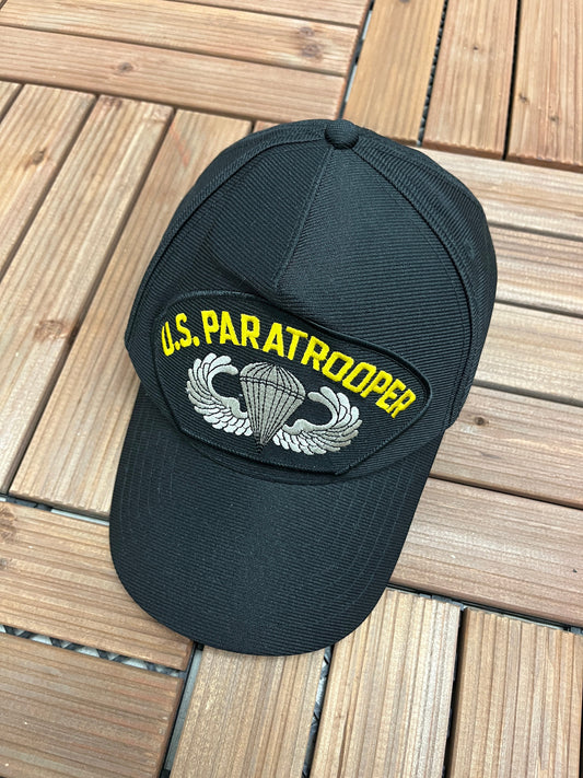 United States Paratrooper Graphic Hat | Adjustable With Snap Back | Vintage 1990s Made in USA Black Cap | Free Shipping to USA |