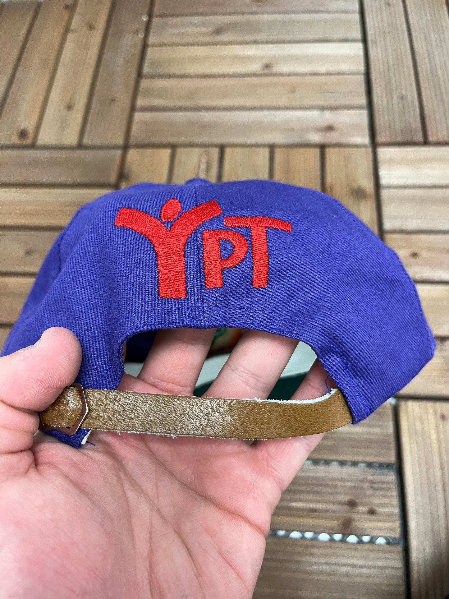 YPT Embroidered Graphic Hat | Adjustable With Leather Metal Clasp | Vintage 1990s Promotional Purple Cap | Free Shipping to America |