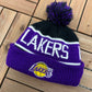 Los Angeles Lakers Embroidered Graphic Winter Hat | One Size Fits All | Vintage NBA Basketball Black Beanie |