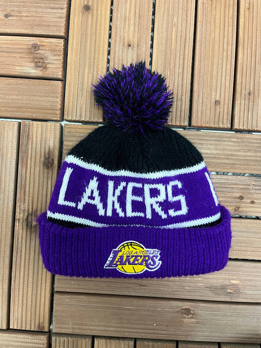 Los Angeles Lakers Embroidered Graphic Winter Hat | One Size Fits All | Vintage NBA Basketball Black Beanie | Free Shipping to USA |