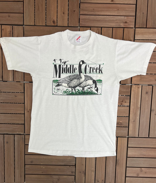 Middle Creek Wildlife Management Area Graphic Tee | Size Large | Vintage 1990s Animal Graphic White T-Shirt | Free Shipping to USA |