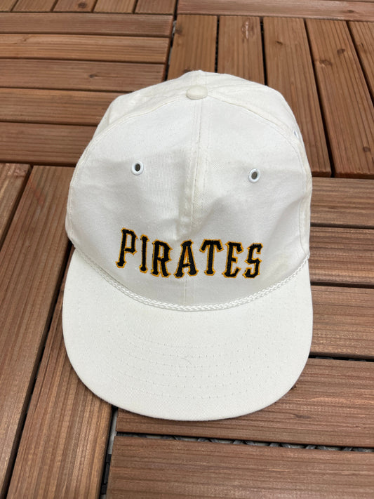 Pittsburgh Pirates Spell Out Embroidered Hat | Adjustable With Snap Back | Vintage 1990s MLB Baseball White Cap | Free Shipping to USA |