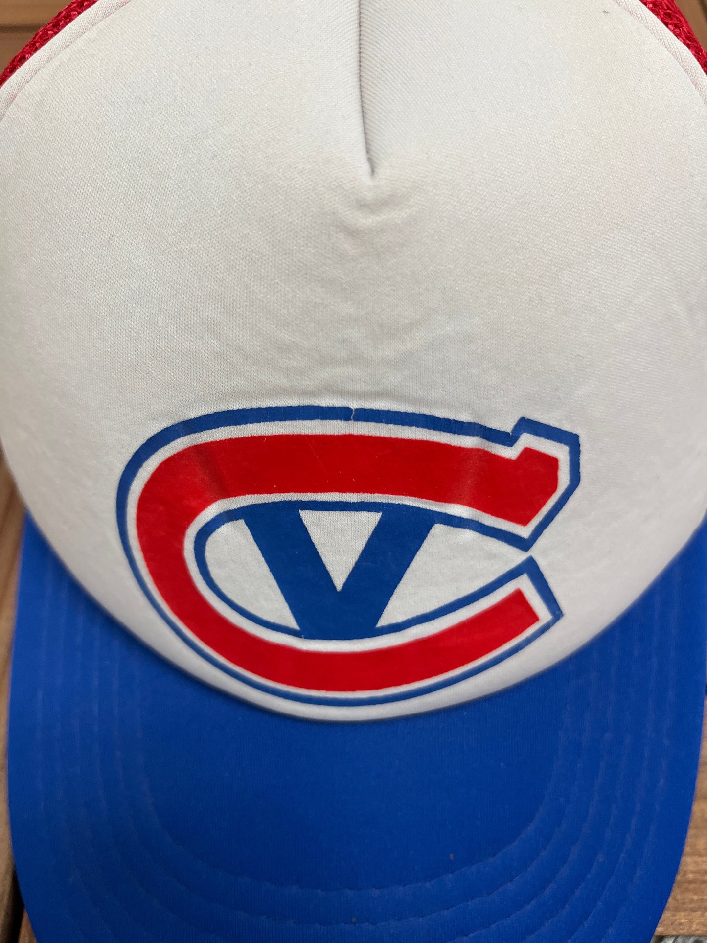 Canadiens Graphic Trucker Hat | Adjustable With Snap Back | Vintage 1990s Minor Hockey Promotional White Cap | Free Shipping to USA |