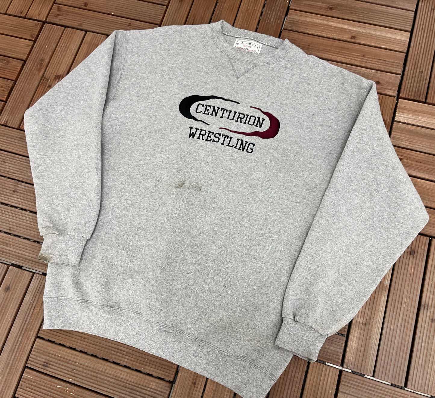 Centurion Wrestling Embroidered Graphic Crewneck | Size X-Large | Vintage 1990s Promotional Grey Sweater | Free Shipping to USA |