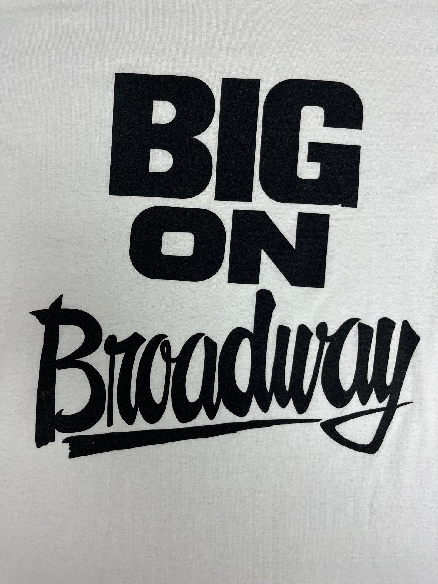 Big On Broadway Graphic Tee | One Size Fits All | Vintage 1990s Made in USA Promotional Long White T-Shirt |