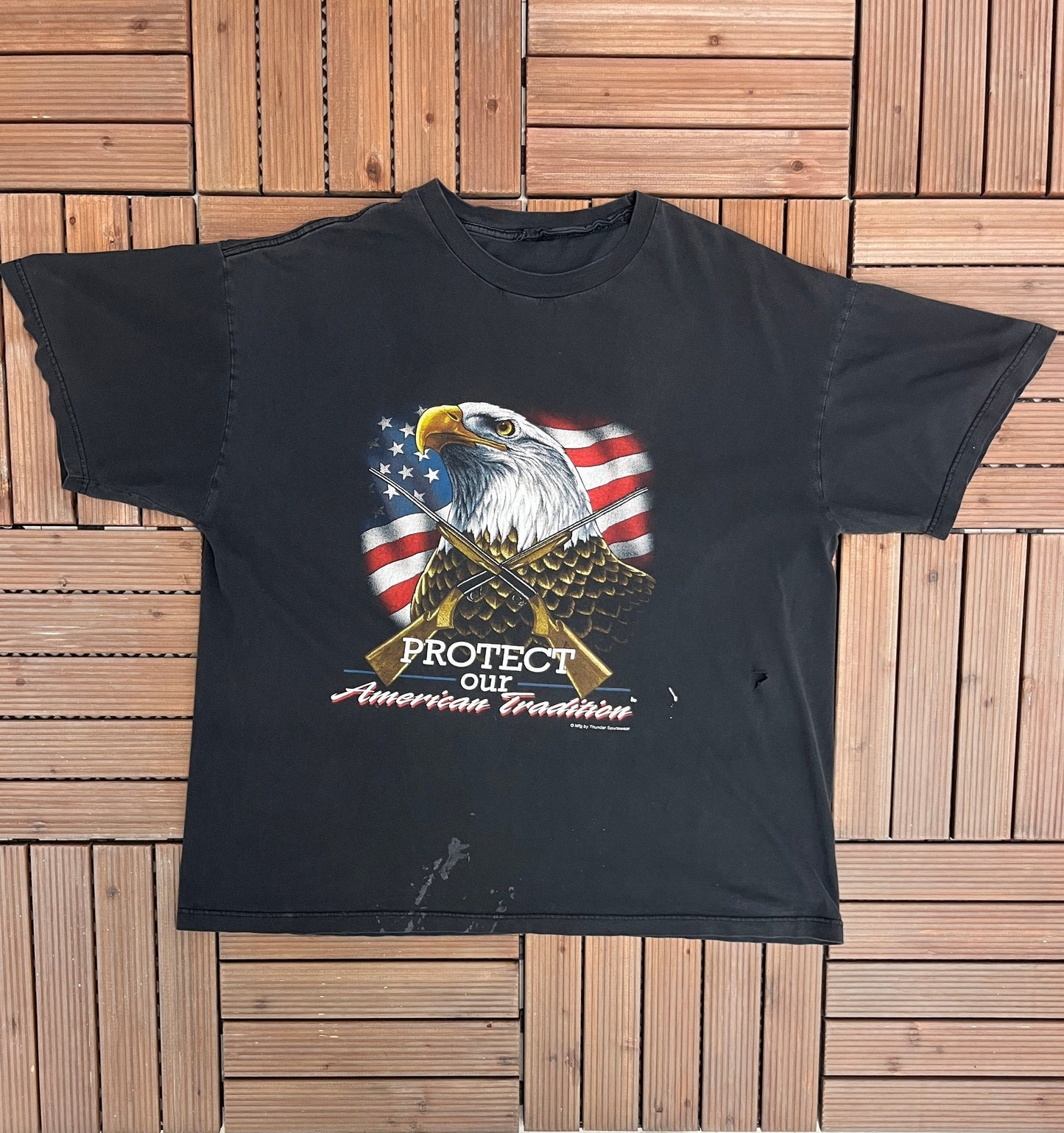 Protect Our American Traditions Rattler's Cycle Graphic Tee | Size X-Large | Vintage 2000s Biker Black T-Shirt |