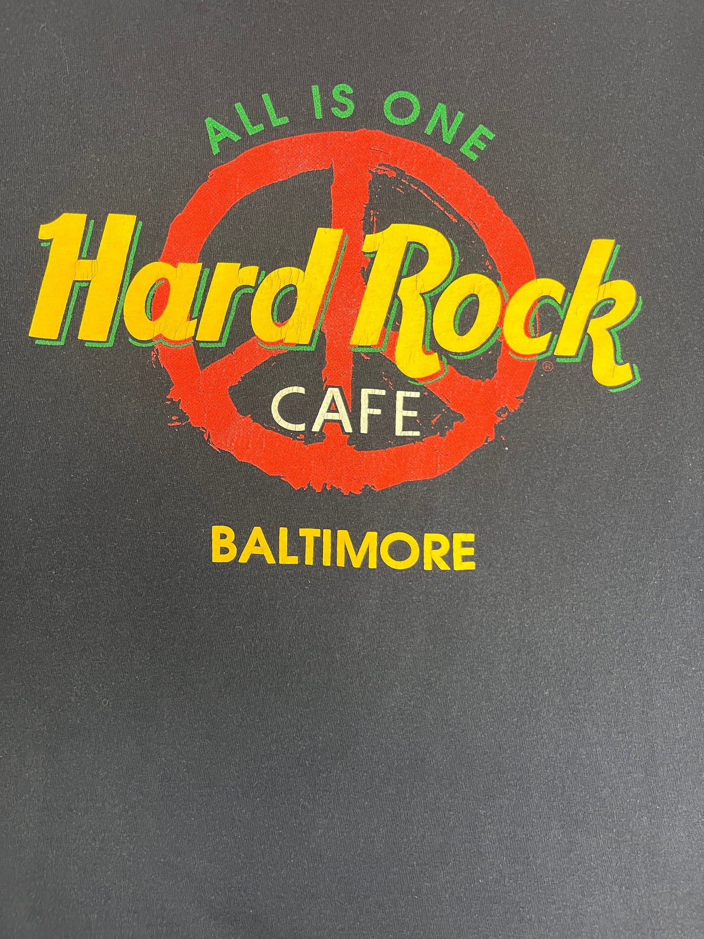 Hard Rock Cafe Baltimore Graphic Tee | Size X-Large | Vintage 1990s Promotional Collectors Blue T-Shirt | Made in USA |