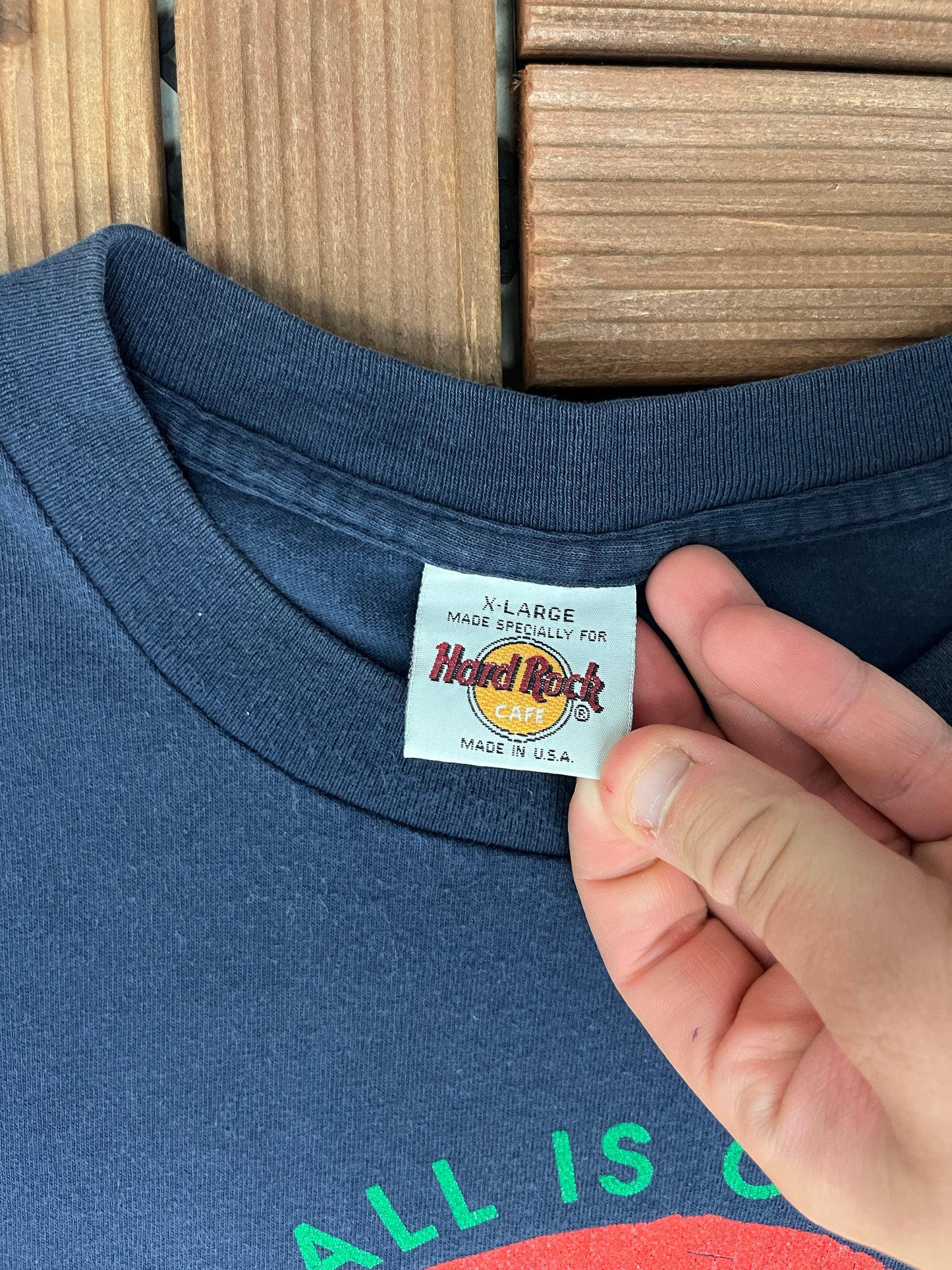 Hard Rock Cafe Baltimore Graphic Tee | Size X-Large | Vintage 1990s Promotional Collectors Blue T-Shirt | Made in USA |