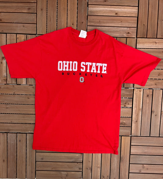 Ohio State Buckeyes Stitched Graphic Tee | Size Large | Vintage 2000s College Sports Red T-Shirt | Free Shipping to USA |