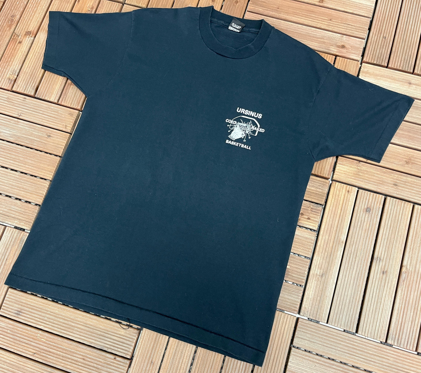 Ursinus Co-Ed Naked Basketball Graphic Tee | Size X-Large | Vintage 1990s Single Stitch Funny Black T-Shirt |