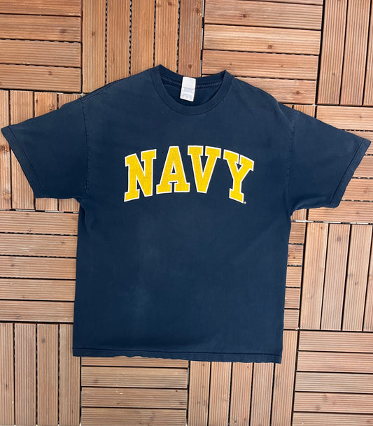 United States Naval Academy Graphic Tee | Size X-Large | Vintage 1990s College Blue T-Shirt | Free Shipping to USA |