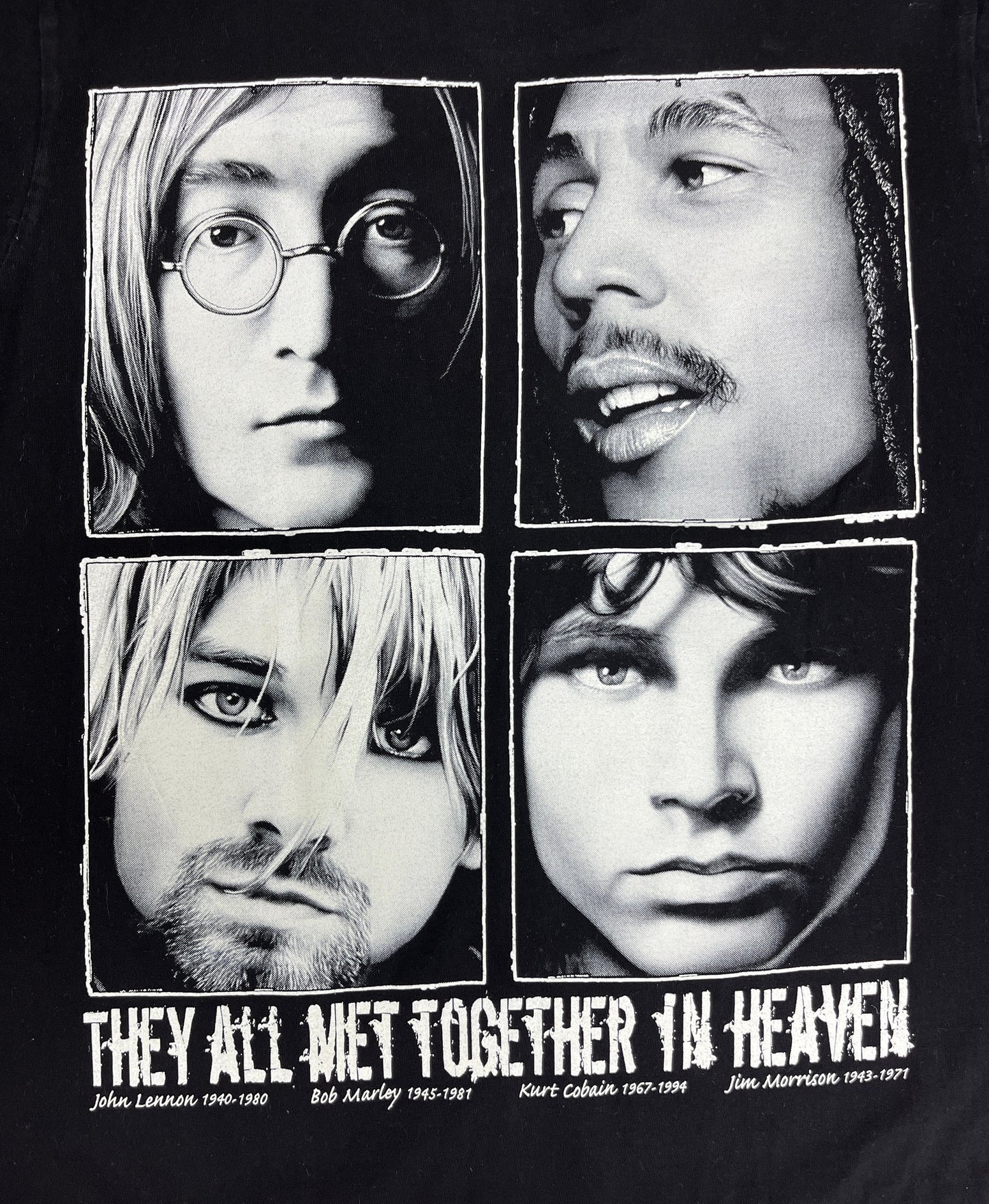 Music Legends They All Met In Heaven Graphic Tee | Size Medium | Vintage 2000s Music Legends Promotional Black T-Shirt|Free Shipping to USA|