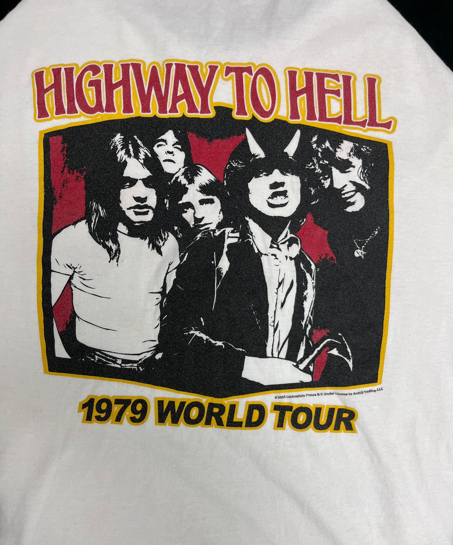 AC/DC Highway To Hell Graphic Tee | Size X-Large | Vintage 2000s Rock Band 3/4 Sleeve White T-Shirt | Free Shipping to America |