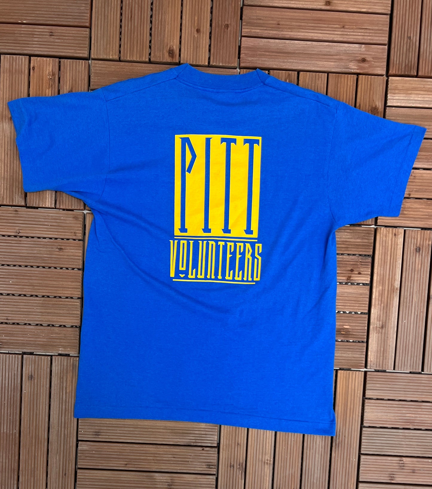 University of Pitt Volunteers Graphic Tee | Size Large | Vintage 1990s Single Stitch College Blue T-Shirt | Free Shipping to USA|