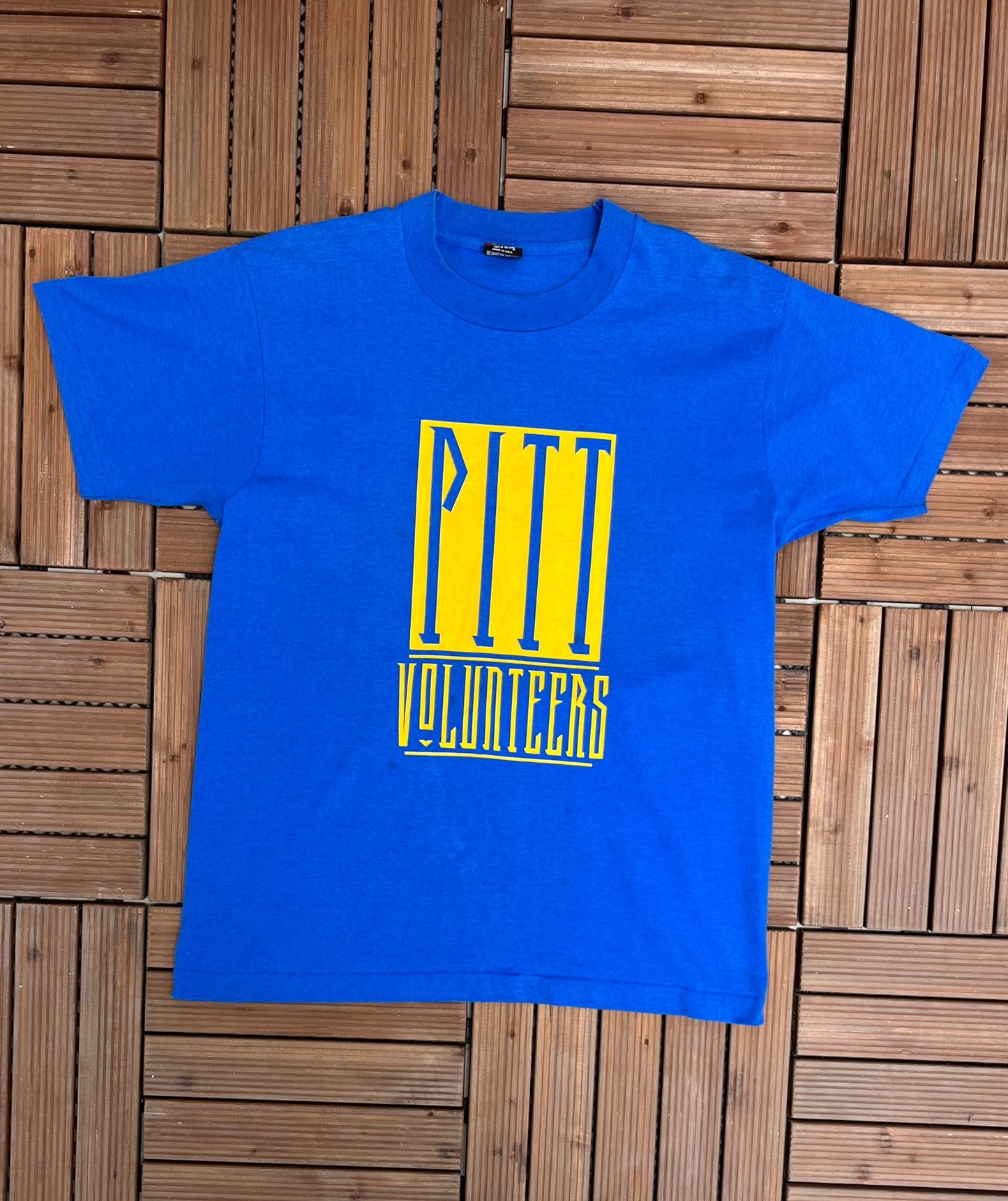 University of Pitt Volunteers Graphic Tee | Size Large | Vintage 1990s Single Stitch College Blue T-Shirt | Free Shipping to USA|