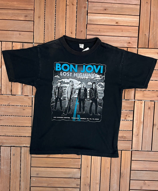 Bon Jovi Lost Highway North American Tour Graphic Tee | Size Medium | Vintage 2000s Rock Music Black T-Shirt | Free Shipping to USA |