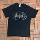 Batman Matte Black Graphic Tee | Size Medium | Vintage 2000s Superhero Promotional Black T-Shirt |